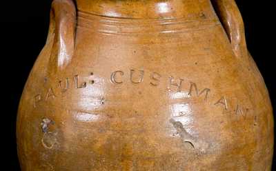 Rare PAUL CUSHMANS (Albany, New York) Stoneware Jar, Impressed Two Different Ways