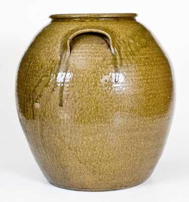 Exceptional 10 Gal. JCM Stoneware Jar, related to Daniel Seagle, Catawba Valley, NC, c1840