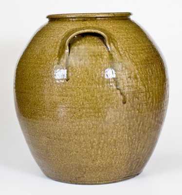 Exceptional 10 Gal. JCM Stoneware Jar, related to Daniel Seagle, Catawba Valley, NC, c1840