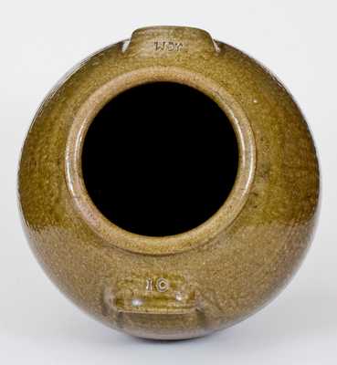 Exceptional 10 Gal. JCM Stoneware Jar, related to Daniel Seagle, Catawba Valley, NC, c1840