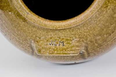 Exceptional 10 Gal. JCM Stoneware Jar, related to Daniel Seagle, Catawba Valley, NC, c1840