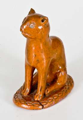 Glazed Redware Figure of a Cat, Pennsylvania origin, circa 1850-1880
