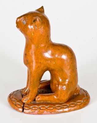 Glazed Redware Figure of a Cat, Pennsylvania origin, circa 1850-1880