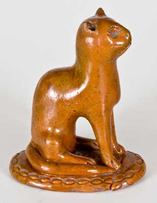 Glazed Redware Figure of a Cat, Pennsylvania origin, circa 1850-1880