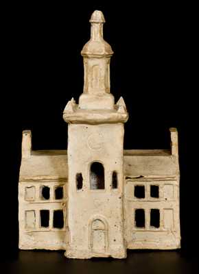 Important Cold-Painted Redware Sculpture of Independence Hall, probably Philadelphia, PA