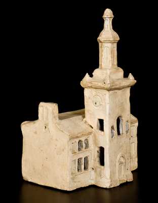 Important Cold-Painted Redware Sculpture of Independence Hall, probably Philadelphia, PA