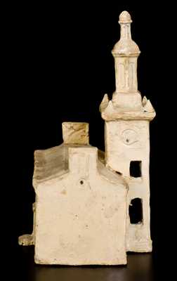 Important Cold-Painted Redware Sculpture of Independence Hall, probably Philadelphia, PA