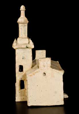 Important Cold-Painted Redware Sculpture of Independence Hall, probably Philadelphia, PA