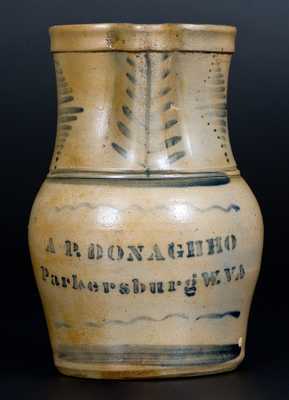 Half-Gallon A. P. DONAGHHO / Parkersburg, W. VA Stoneware Pitcher