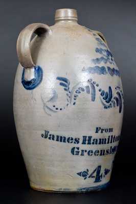 4 Gal. "From James Hamilton & Co. / Greensboro, Pa." Double-Handled Stoneware Jug