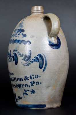 4 Gal. "From James Hamilton & Co. / Greensboro, Pa." Double-Handled Stoneware Jug