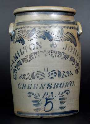 5 Gal. HAMILTON & JONES / GREENSBORO, PA Stoneware Jar