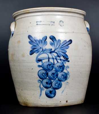6 Gal. COWDEN & WILCOX / HARRISBURG, PA Stoneware Jar w/ Bold Grapes Decoration