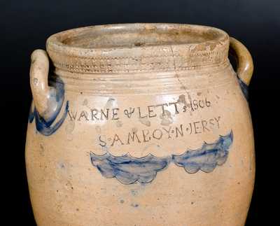 Fine WARNE & LETTS / 1806 / S. AMBOY N. JERSY Stoneware Jar