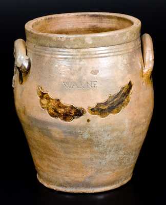 Fine WARNE Stoneware Jar, Thomas Warne, South Amboy, NJ, early 19th century