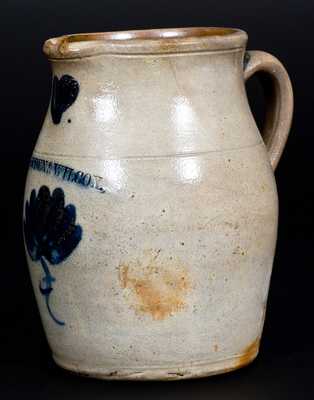 Fine 1/2 Gal. COWDEN & WILCOX (Harrisburg, PA) Stoneware Pitcher w/ Floral Decoration