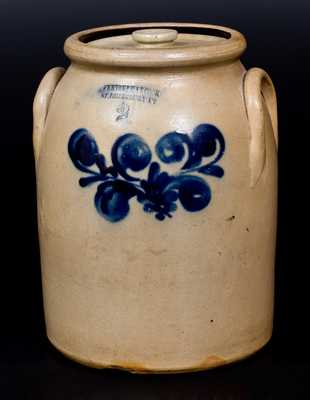 FENTON & HANCOCK / ST. JOHNSBURY, VT Stoneware Lidded Jar w/ Slip-trailed Decoration
