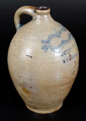 Fine 3 Gal. COMMERAWS / STONEWARE Jug, Thomas Commeraw, New York, c1810