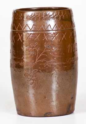 Unusual Hue, Ohio Stoneware Incised Beer Mug