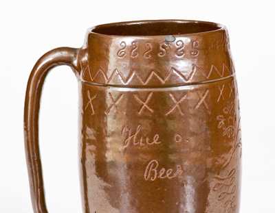 Unusual Hue, Ohio Stoneware Incised Beer Mug