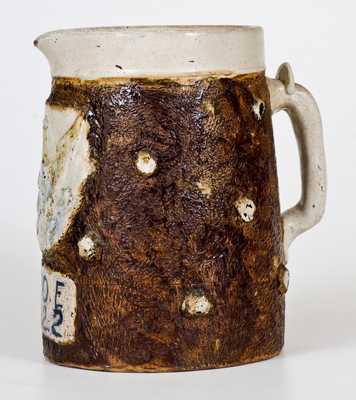 Very Unusual F.O.E. (Fraternal Order of Eagles) Stoneware Pitcher w/ Applied Eagle Motif