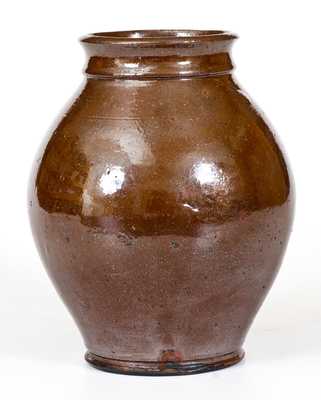 Rare H. FULTON (Chester County, PA) Glazed Redware Jar