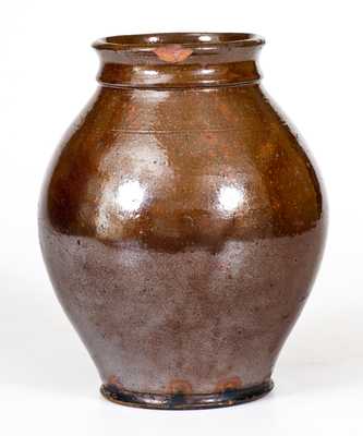 Rare H. FULTON (Chester County, PA) Glazed Redware Jar