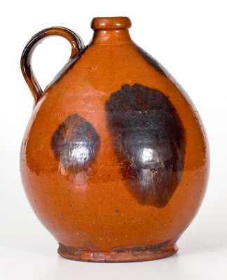 Ovoid Redware Jug w/ Manganese Decoration, Norwalk, CT or Huntington, Long Island