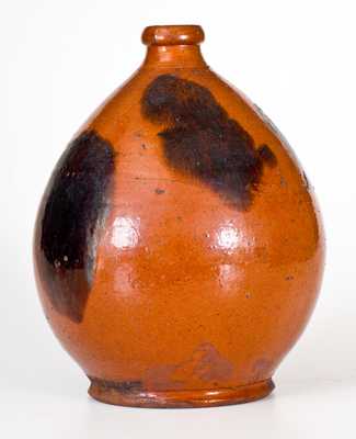 Ovoid Redware Jug w/ Manganese Decoration, Norwalk, CT or Huntington, Long Island