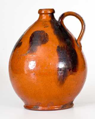 Ovoid Redware Jug w/ Manganese Decoration, Norwalk, CT or Huntington, Long Island