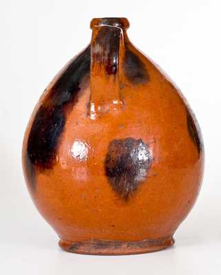 Ovoid Redware Jug w/ Manganese Decoration, Norwalk, CT or Huntington, Long Island