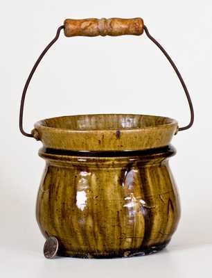 Unusual Crawford County, Georgia Small-Sized Stoneware Jar with Bail Handle