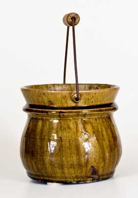 Unusual Crawford County, Georgia Small-Sized Stoneware Jar with Bail Handle