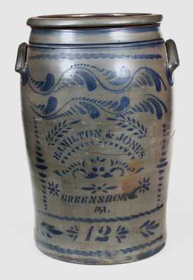 12 Gal. HAMILTON & JONES / GREENSBORO, PA Stoneware Jar