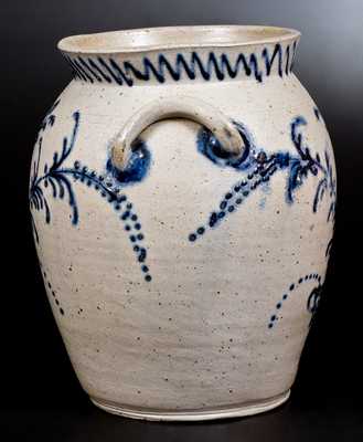 2 Gal. Stoneware Jar with Slip-Trailed Floral Basket Decoration, Baltimore, circa 1820