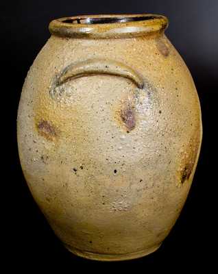 Rare Monumental Ohio Stoneware Jar w/ Incised Fish and Tree Decoration, Signed / Dated 1833
