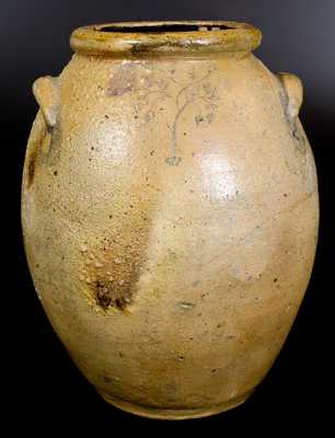 Rare Monumental Ohio Stoneware Jar w/ Incised Fish and Tree Decoration, Signed / Dated 1833