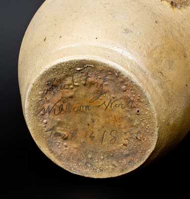 Rare Monumental Ohio Stoneware Jar w/ Incised Fish and Tree Decoration, Signed / Dated 1833