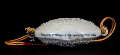 Unusual GAR Souvenir Stoneware Canteen, HINRICHS CROCKERY CO. / DAVENPORT, IOWA