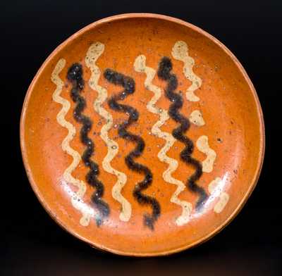 Pennsylvania Redware Plate with Two-Color Slip Decoration