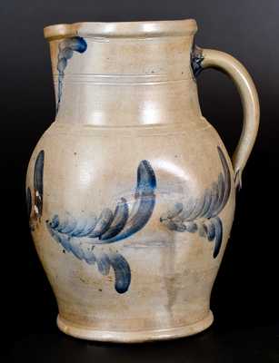 2 Gal. Stoneware Pitcher with Floral Decoration, Southeastern PA origin