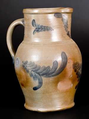 2 Gal. Stoneware Pitcher with Floral Decoration, Southeastern PA origin