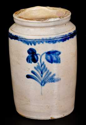 1/2 Gal. Stoneware Jar with Floral Decoration, Southeastern PA Origin