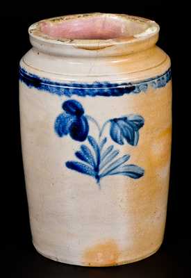 1/2 Gal. Stoneware Jar with Floral Decoration, Southeastern PA Origin