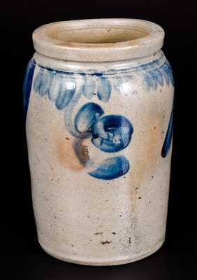 1/2 Gal. Stoneware Jar with Hanging Floral Decoration, Southeastern PA Origin