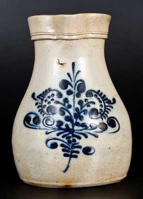 2 Gal. Stoneware Pitcher with Slip-Trailed Floral Decoration