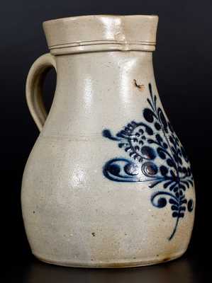 2 Gal. Stoneware Pitcher with Slip-Trailed Floral Decoration