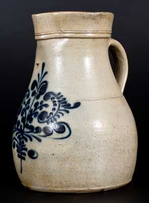 2 Gal. Stoneware Pitcher with Slip-Trailed Floral Decoration