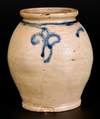 1/2 Gal. Stoneware Jar with Cobalt Decoration, New Jersey Origin, 18th century
