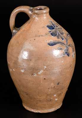 1/2 Gal. Stoneware Jug with Fine Incised Floral Decoration, Manhattan, circa 1800